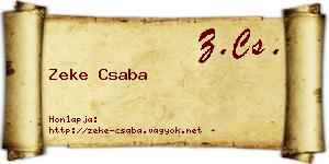 Zeke Csaba névjegykártya
